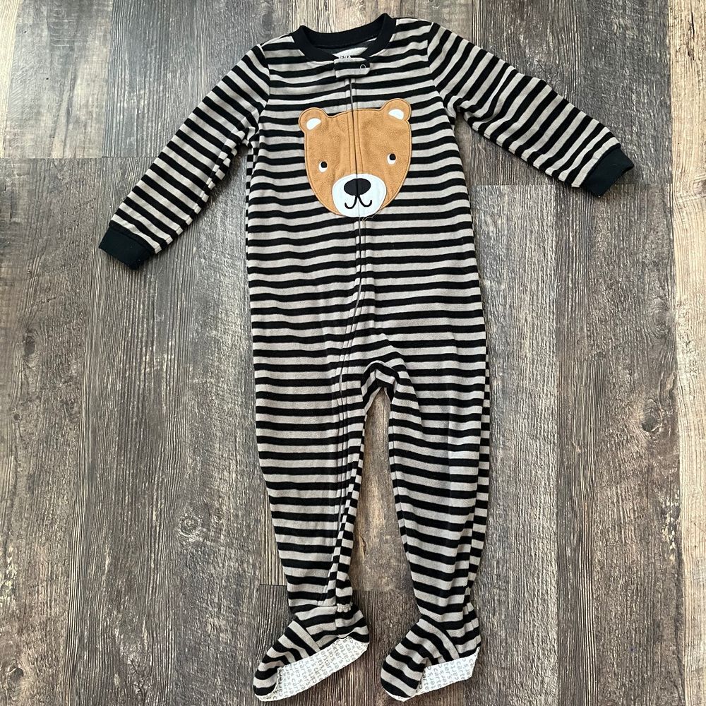 Carter's Bear‎ Striped Footed Sleeper Pajamas Zip-Up Size 3T